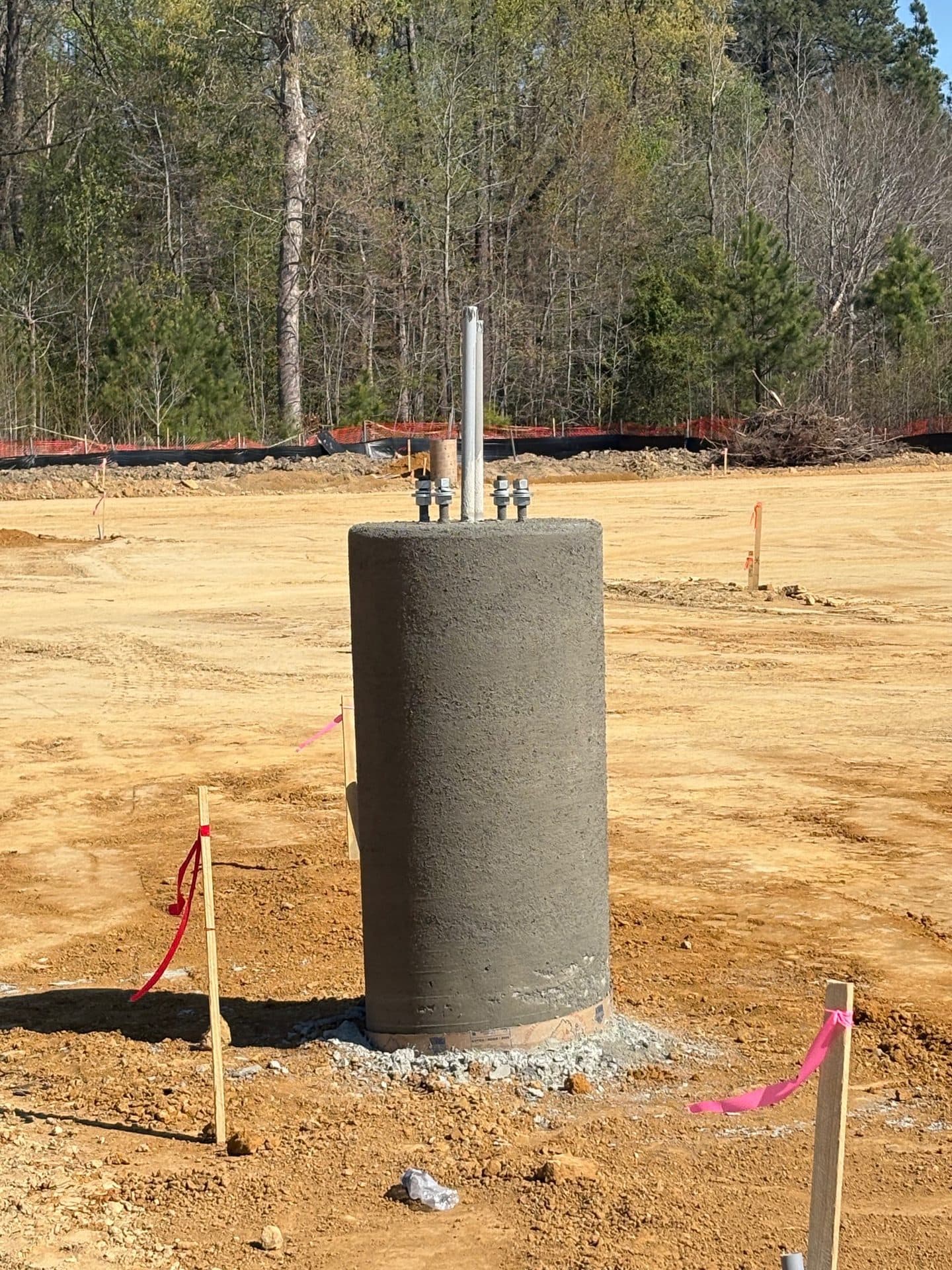 Awning and Structural Bases on a Virginia Pole Base job site